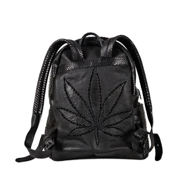 BLACK SNAKE SKIN SWEET LEAF BACKPACK