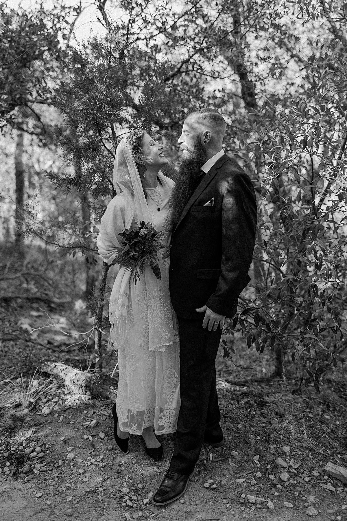  bride and groom during Tucson vow renewal in Madera canyon in Arizona  