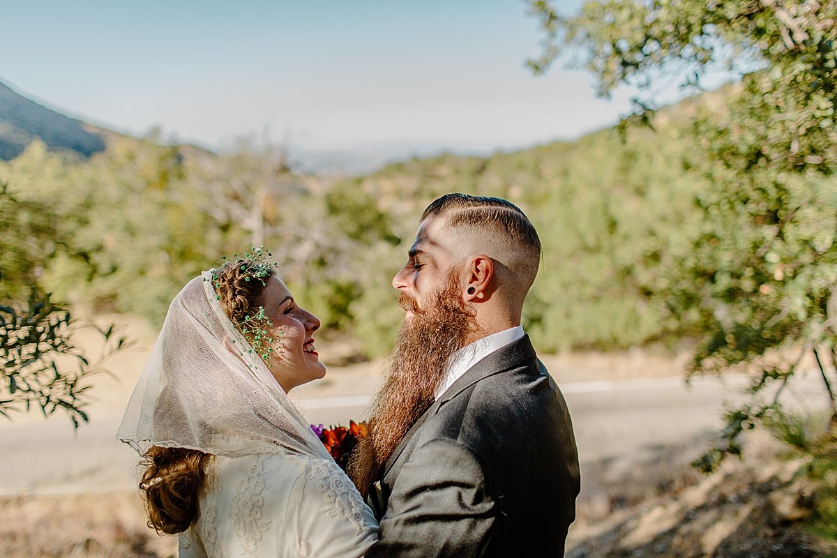  intimate moment before wedding vow renewal in Arizona with Tucson couples photographer  