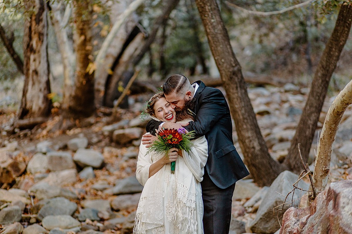  married couple at vow renewal spot in Madera canyon  