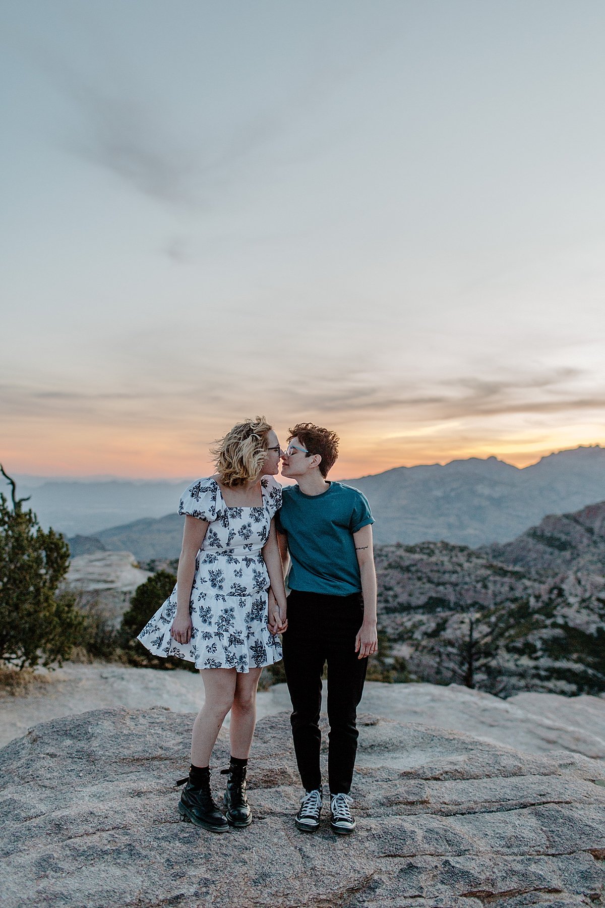  Blue hour with engaged couple overlooking Canyon by Tucson engagement photographer 