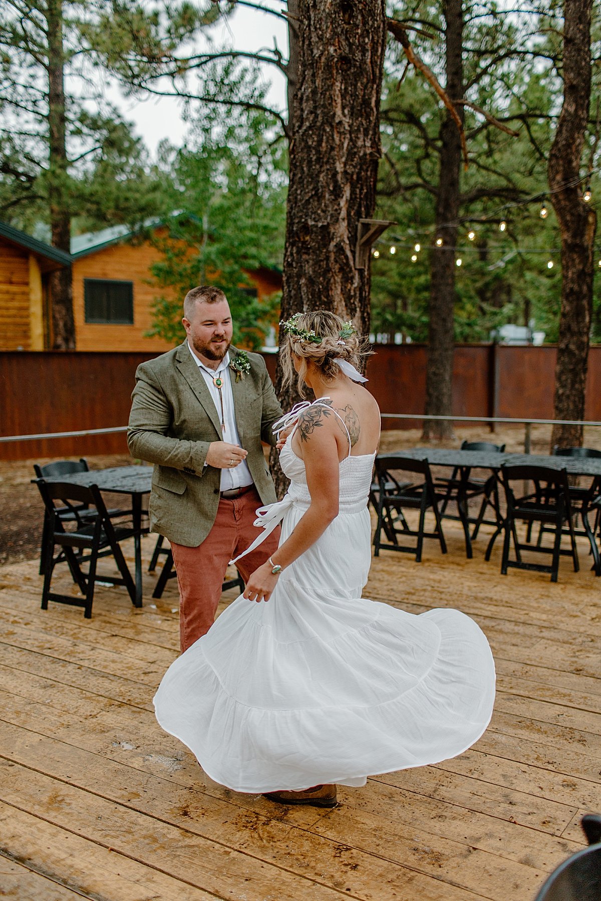 First dance with married couple by themselves at resort in Arizona by Arizona adventure elopement photographer 