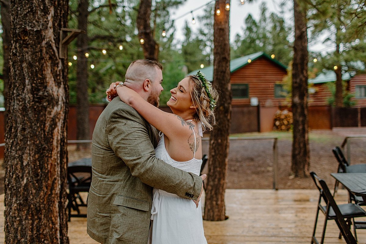  Newly married couple dance add resort in Arizona after Greer elopement day 