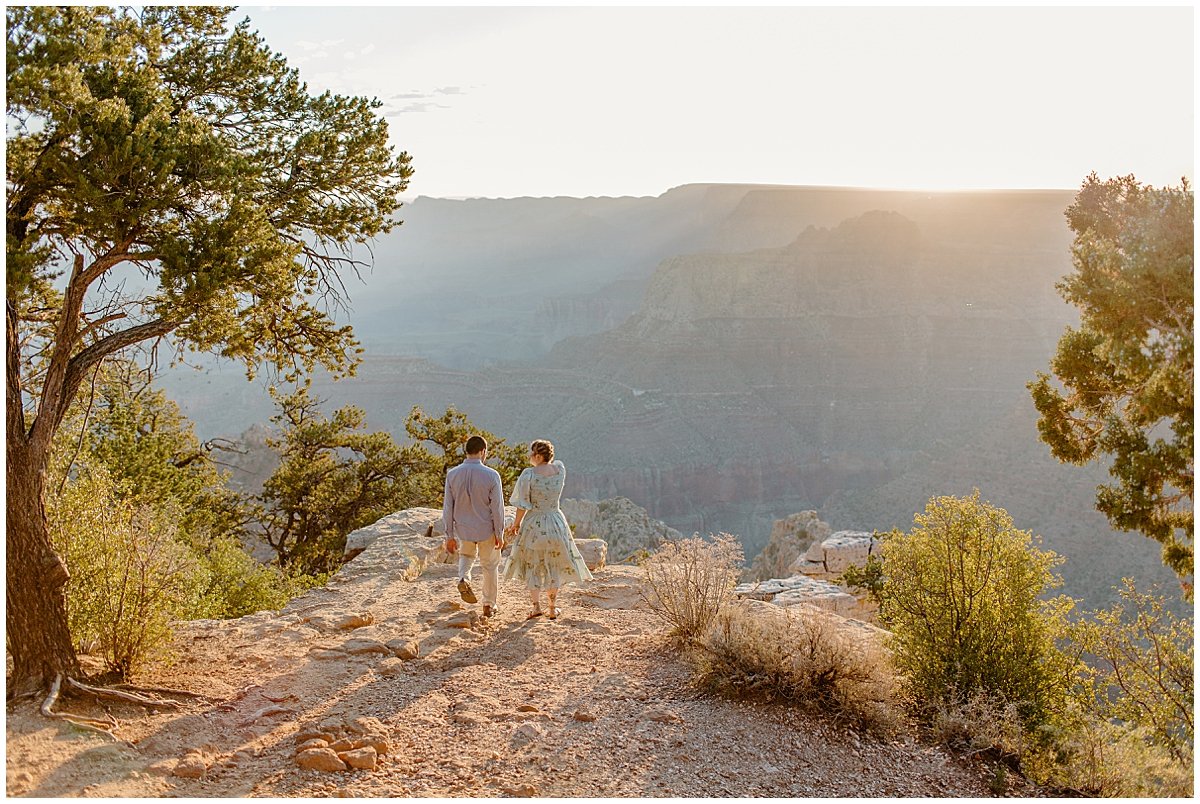  Partners walk together at Grand Canyon Engagement Session 