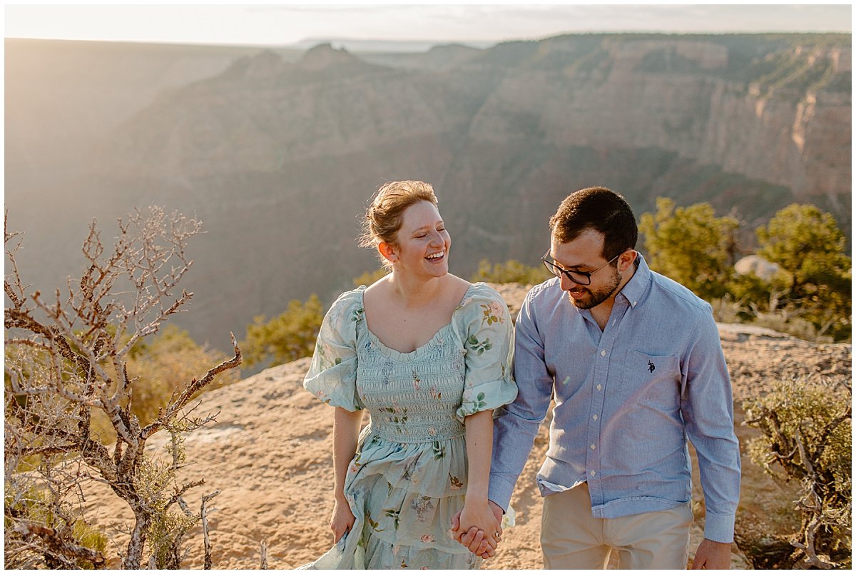  Partners hold hands at Grand Canyon Engagement Session 