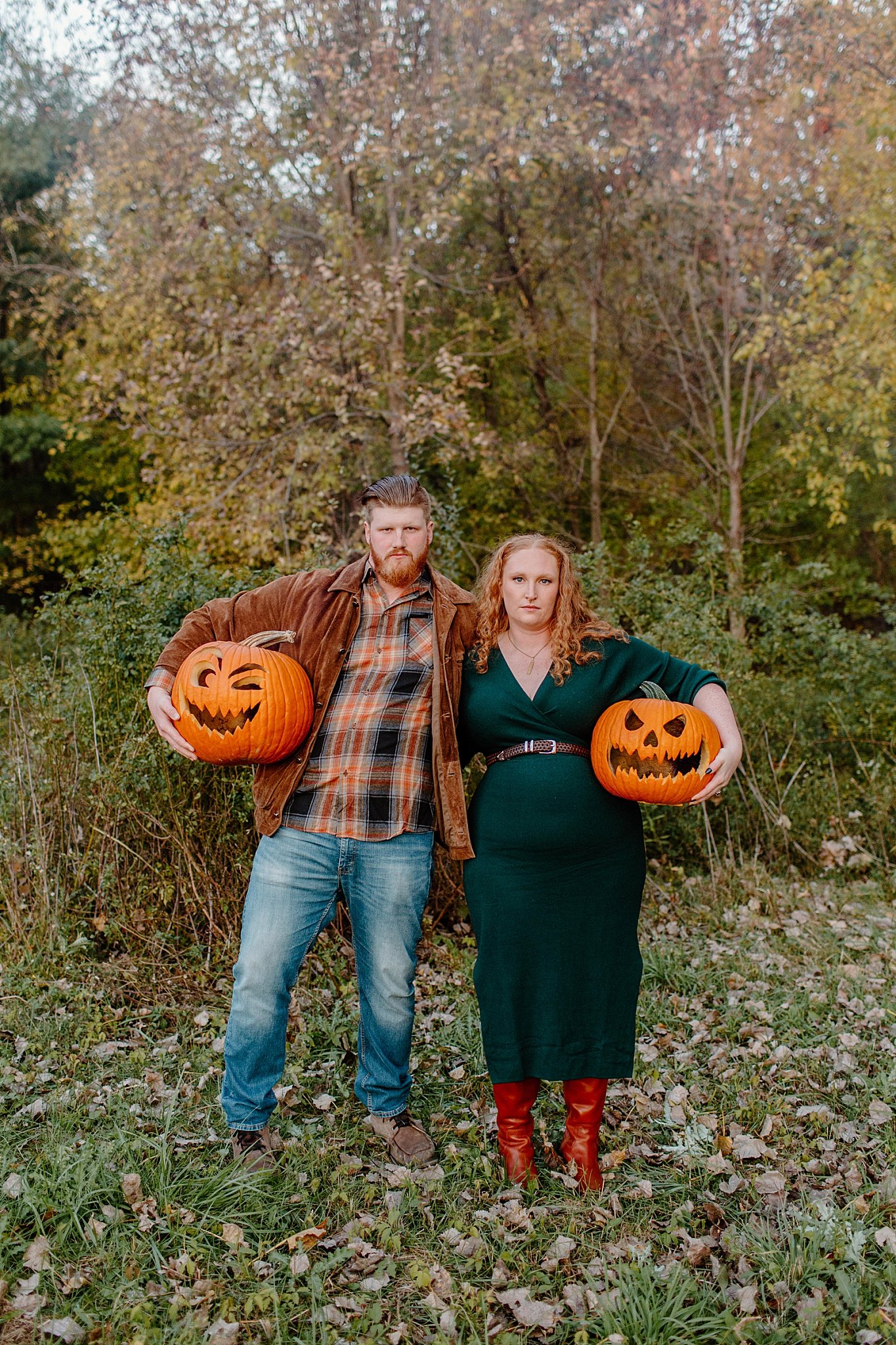  Fiances hold pumpkins for Lucy B Photography 