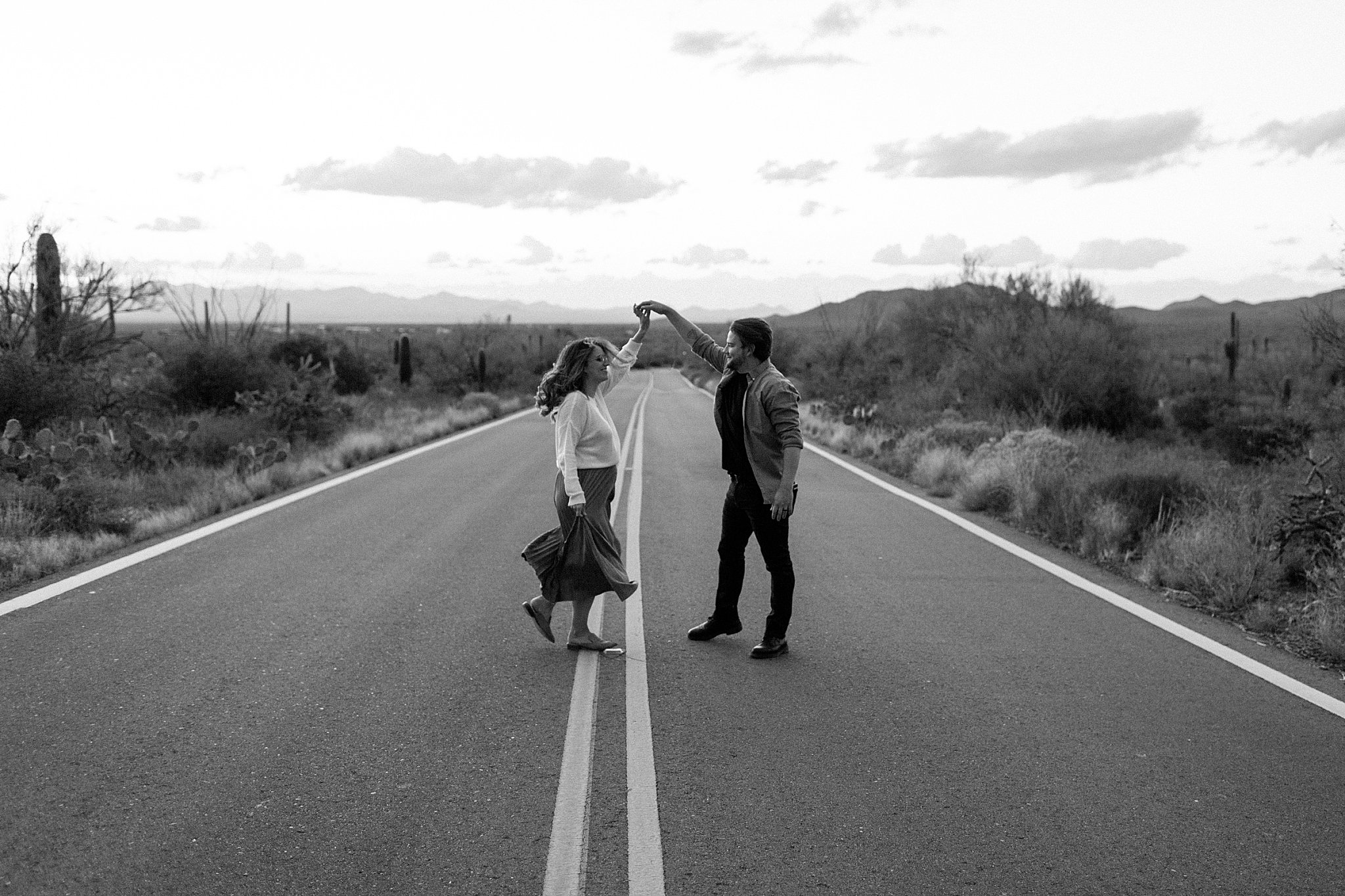  parents to be dance in road by Arizona Couples Photographer 