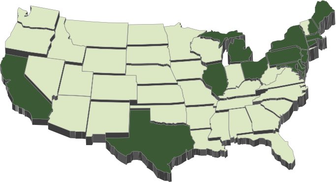 States in dark green allow residential consumers to choose a third-party electricity supplier.