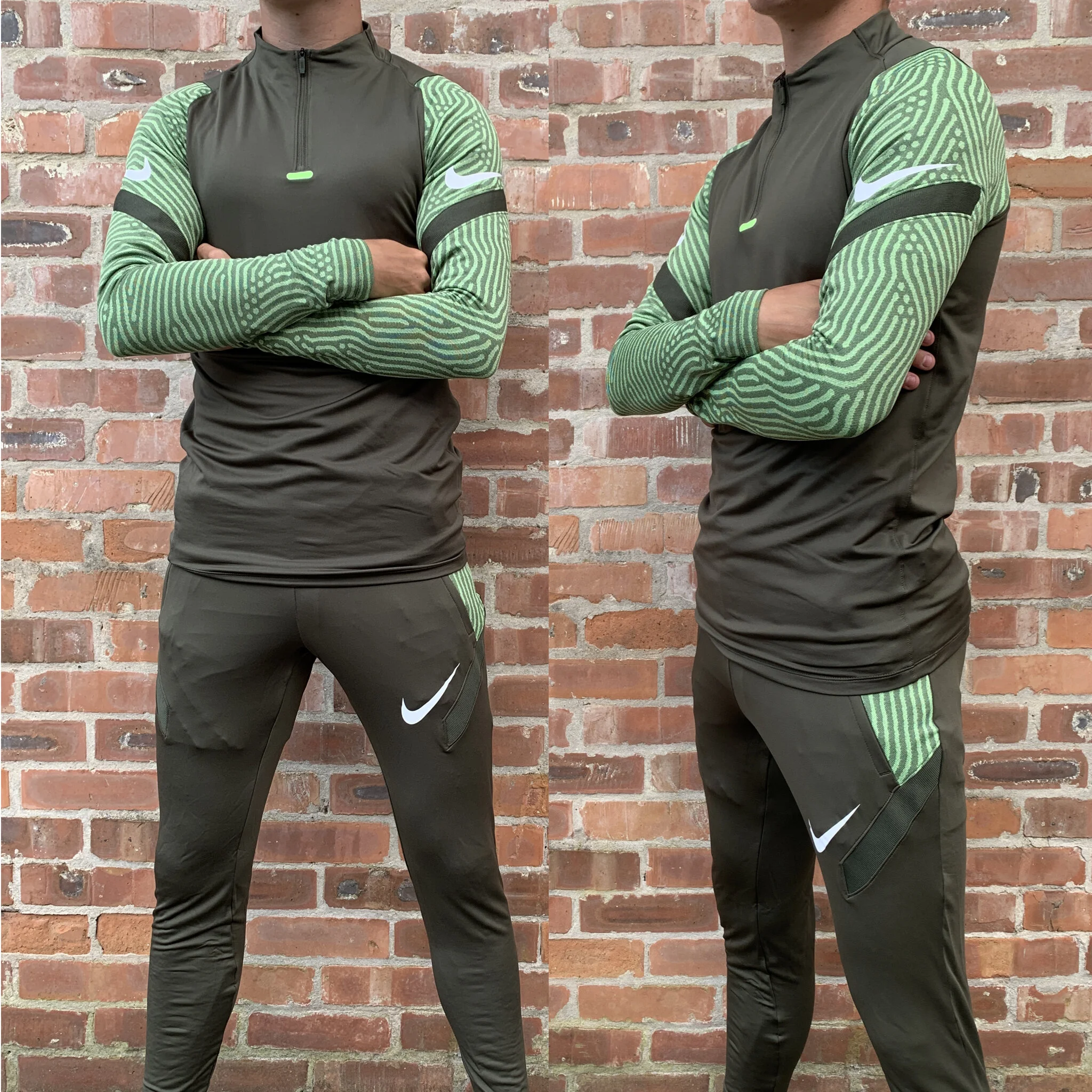 khaki green nike tracksuit