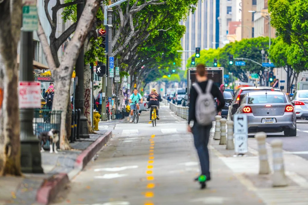 Two-way protected bike/scooter lane in LA