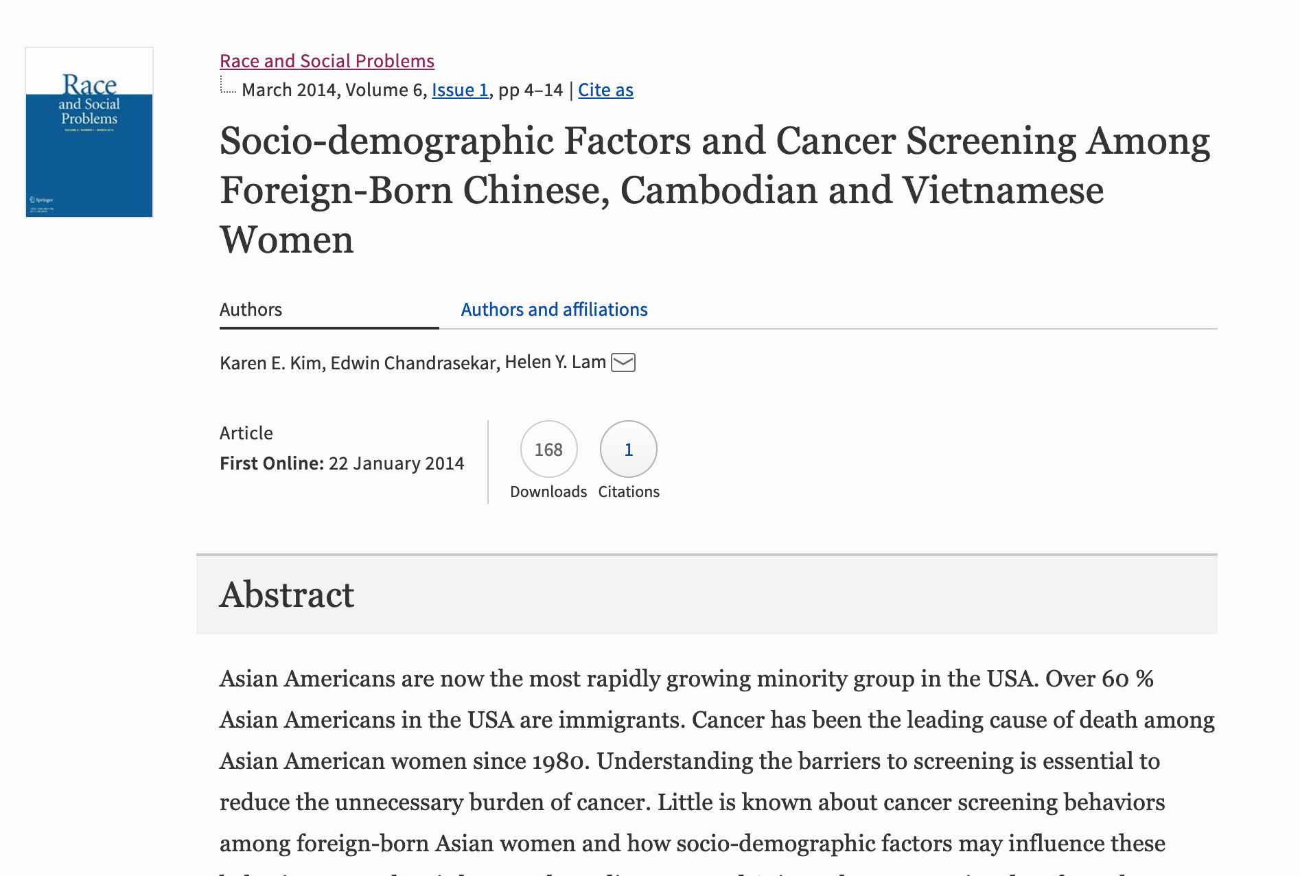 Socio-demographic Factors and Cancer Screening Among Foreign-Born Chinese, Cambodian and Vietnamese Women