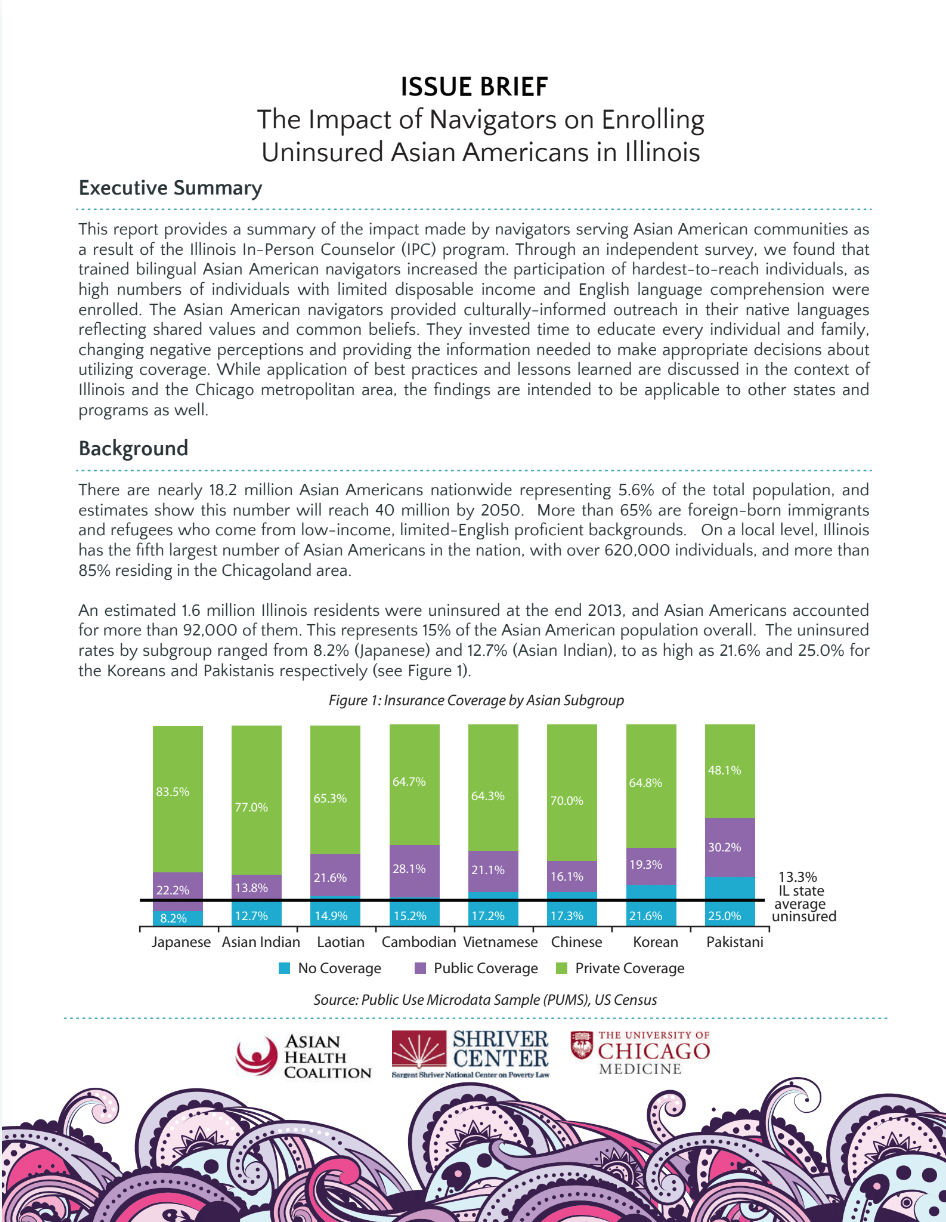 Issue Brief – The Impact of Navigators on Enrolling Uninsured Asian Americans in Illinois