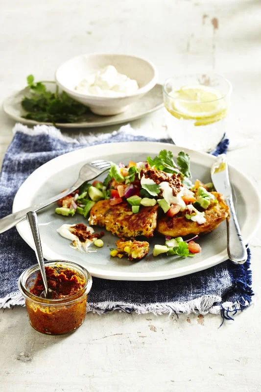 Corncakes with Harissa