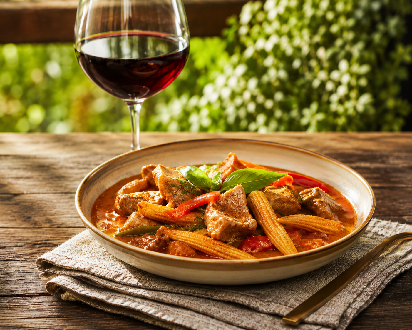Red Curry of Pork with Young Corn
