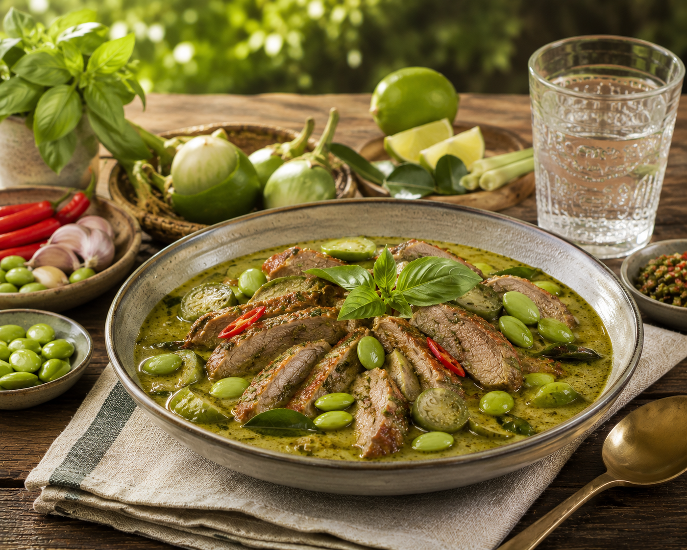 Thai Green Curry of Duck with Sataw Nuts