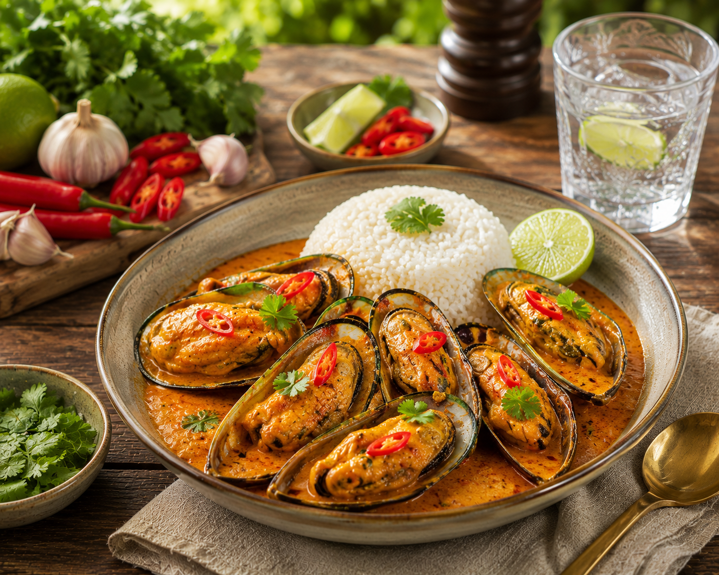Thai Red Curry Stuffed Mussels 