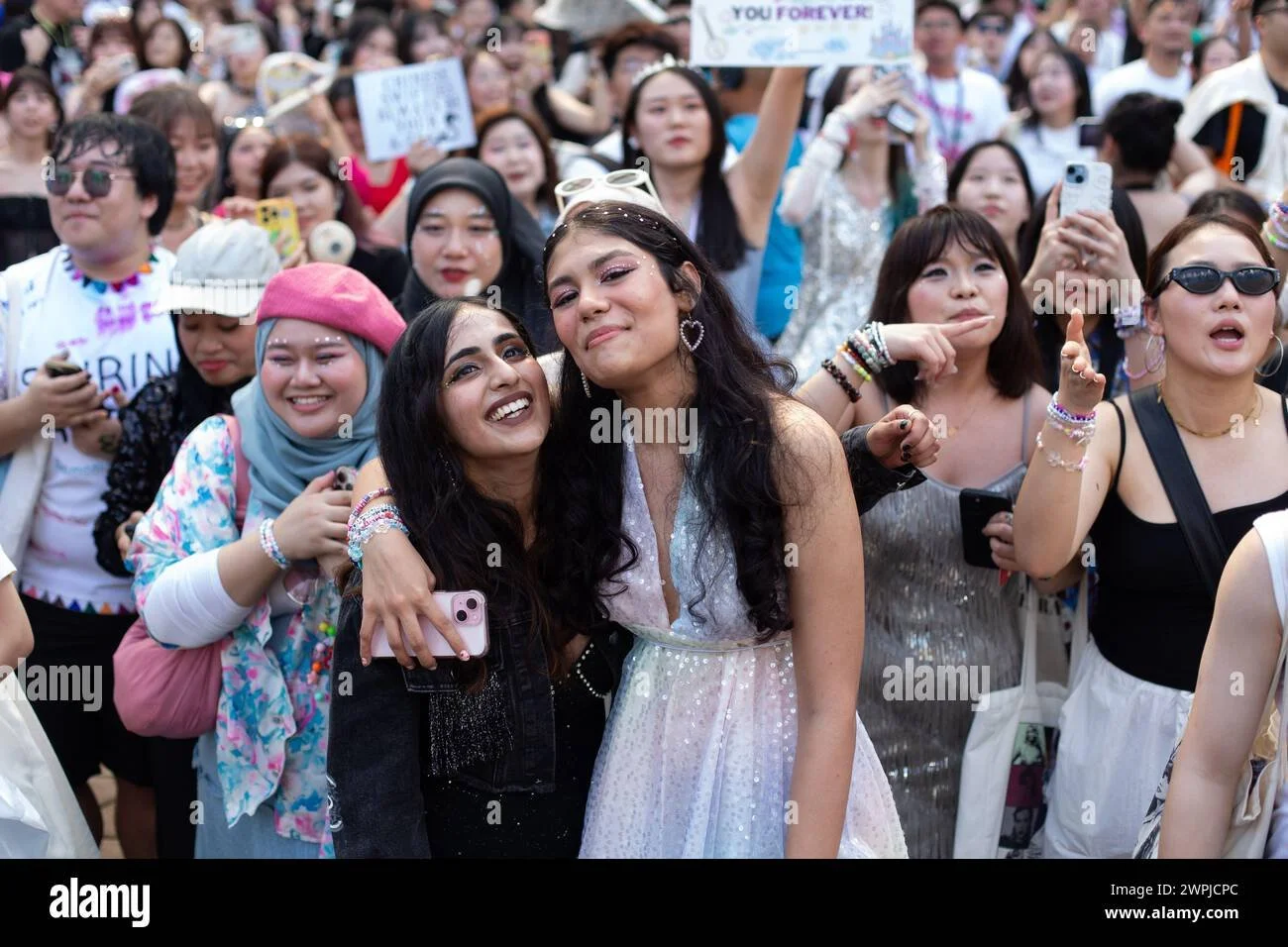 7 March 2024. Indian fans and various diversity of people gather to sing Taylor Swift popular songs at Tay Tay The Eras Tour concert in Singapore.
