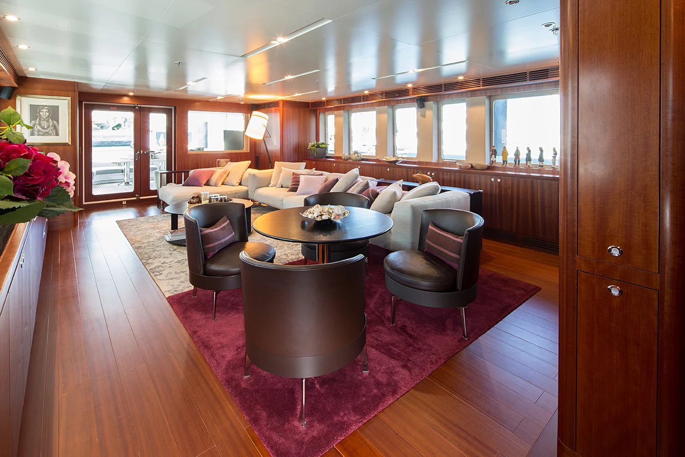 Interior view on luxury yacht