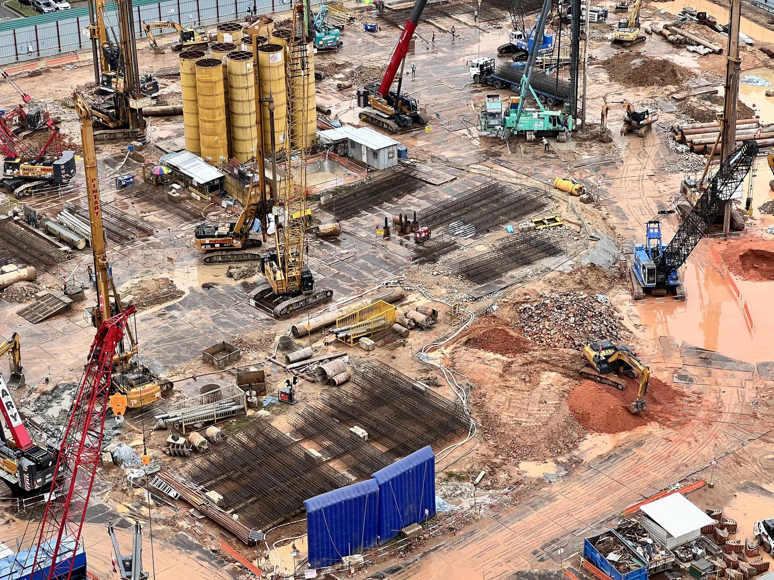 Aerial view of a live environment industrial site in Singapore using iphone