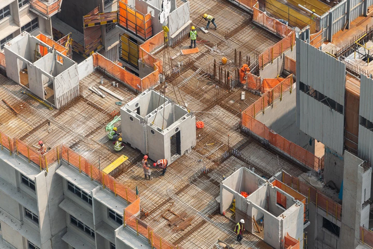 Aerial View of How a Singapore HDB Home Is Built: Household Shelter Installation in Progress