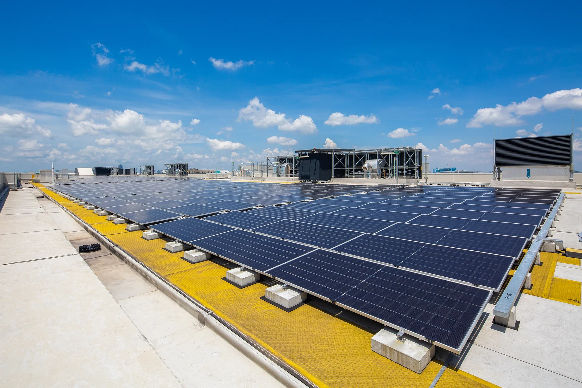 Solar panels installed on rooftop for renewable energy