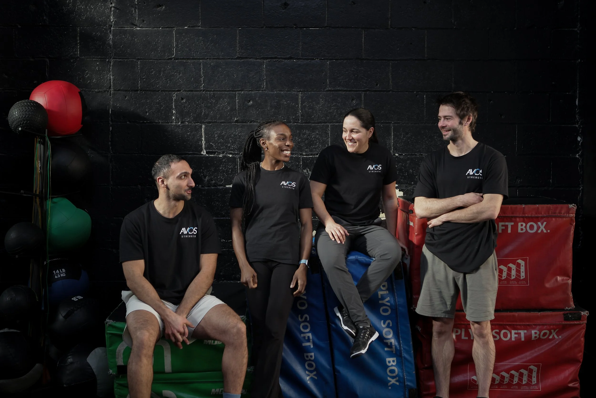 The Avos Strength coaching team group photo on the About Us page