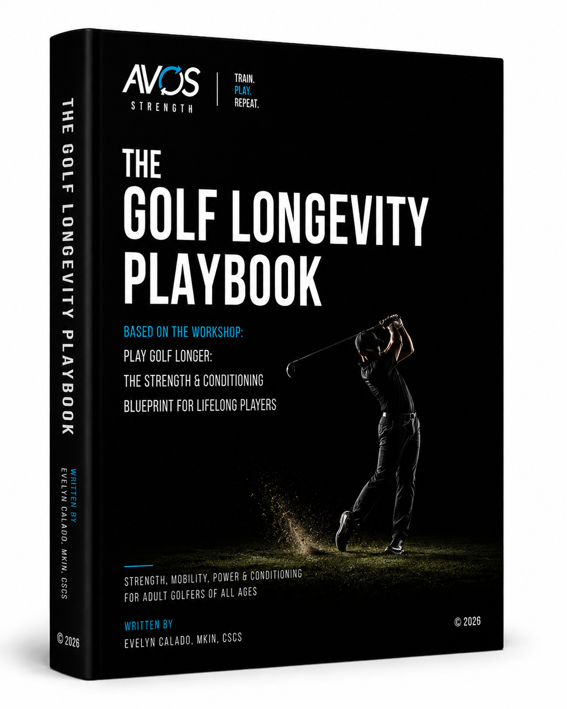 Cover of The Golf Longevity Playbook by Avos Strength, a strength and conditioning guide for adult golfers