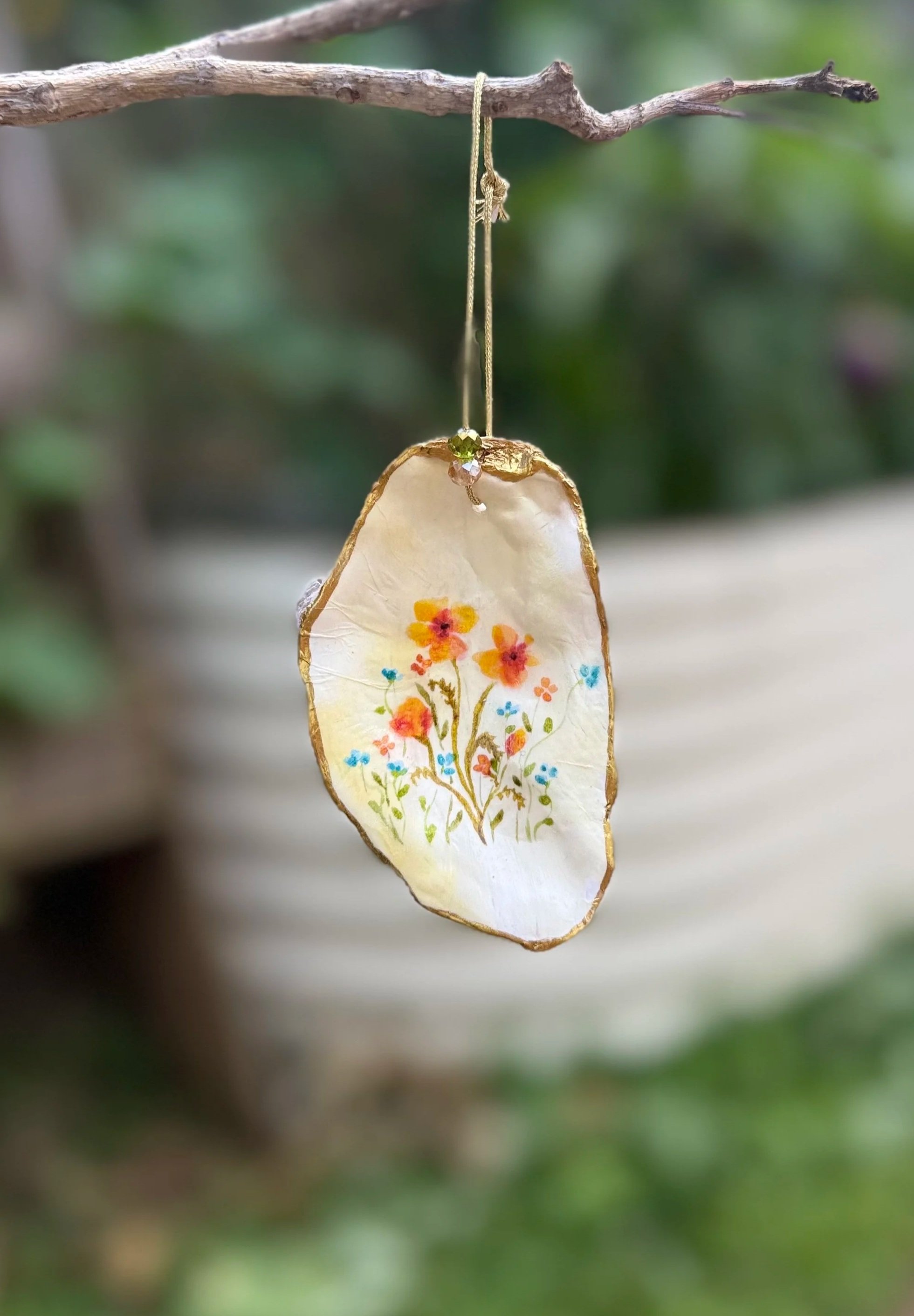 Butter Yellow Blossoms Oyster Ornament