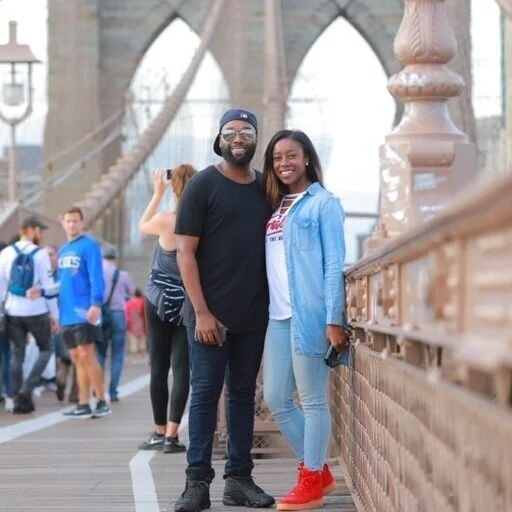 My husband and I on the Brooklyn Bridge. New York is our favorite place to travel to.