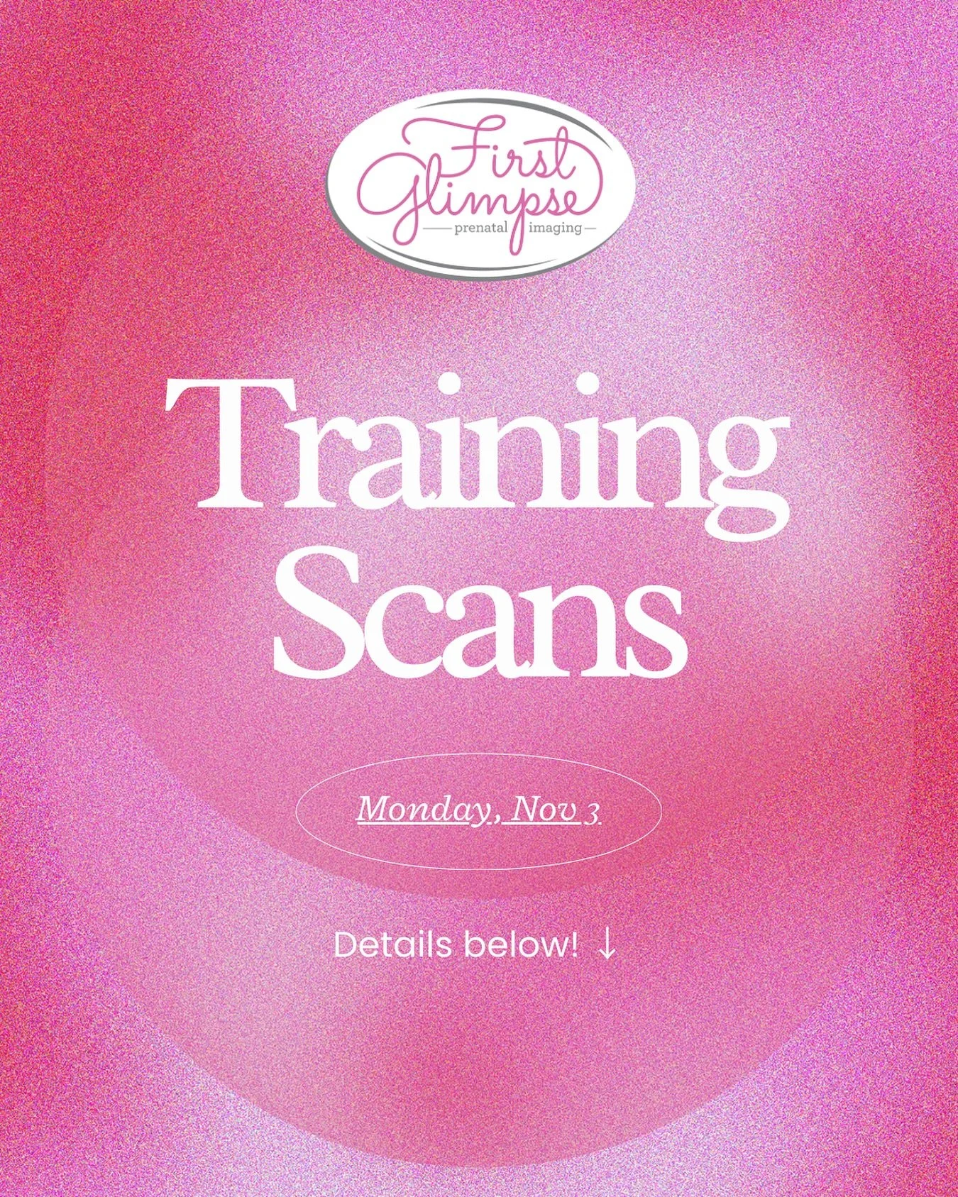 ✨ We&rsquo;re so excited to be adding a new member to our team! To welcome her to the First Glimpse family and help her get comfortable with our machine and facility, we&rsquo;re offering another date of 𝗧𝗥𝗔𝗜𝗡𝗜𝗡𝗚 𝗦𝗖𝗔𝗡𝗦 at special 𝗗𝗜𝗦?