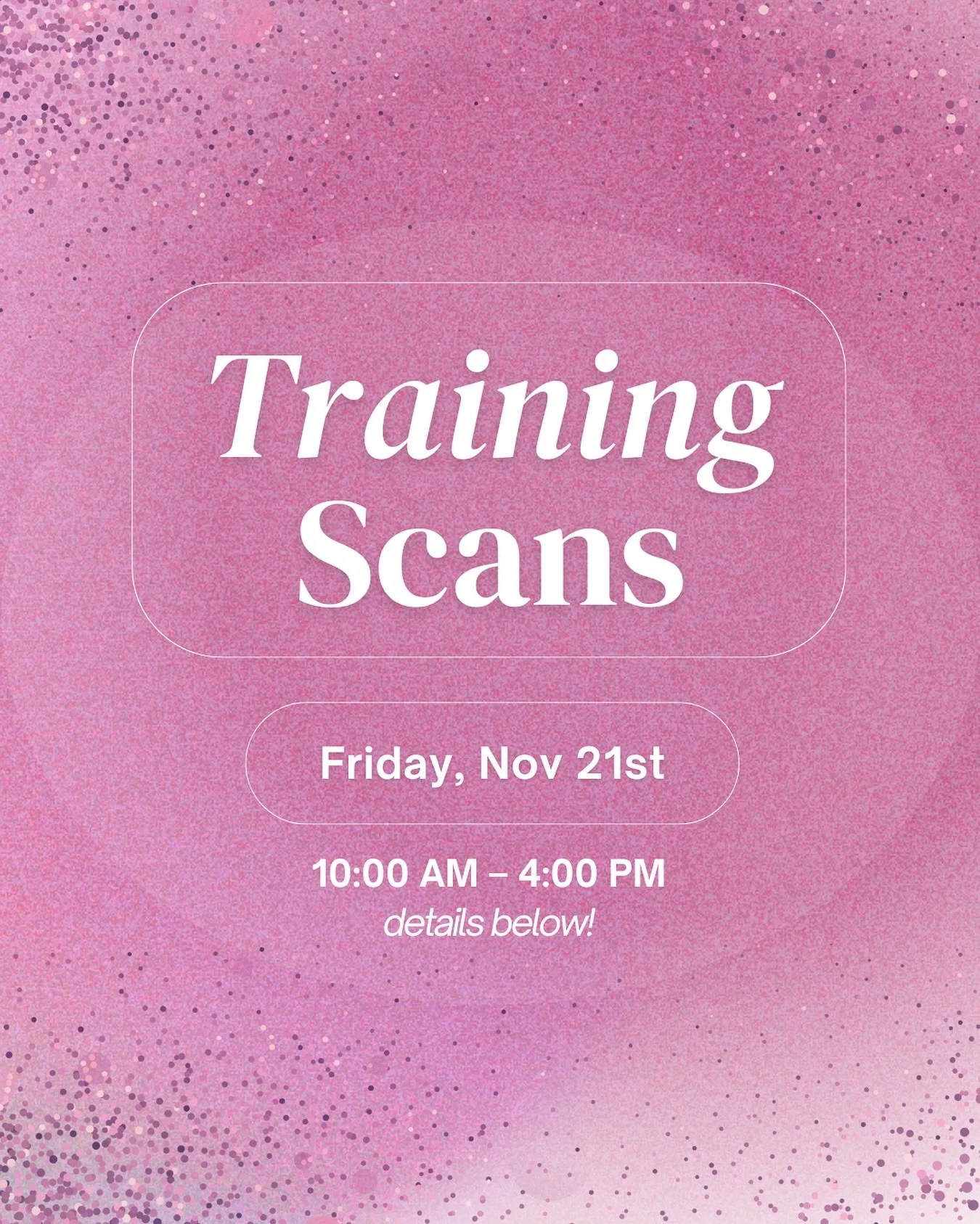 ✨ We&rsquo;re so excited to be adding a new member to our team! To welcome her to the First Glimpse family and help her get comfortable with our machine and facility, we&rsquo;re offering another date of 𝗧𝗥𝗔𝗜𝗡𝗜𝗡𝗚 𝗦𝗖𝗔𝗡𝗦 at special 𝗗𝗜𝗦?