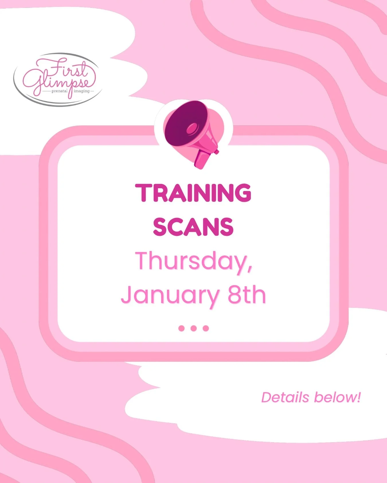 ✨ We&rsquo;re offering another date of 𝗧𝗥𝗔𝗜𝗡𝗜𝗡𝗚 𝗦𝗖𝗔𝗡𝗦 at special 𝗗𝗜𝗦𝗖𝗢𝗨𝗡𝗧𝗘𝗗 𝗣𝗥𝗜𝗖𝗘𝗦. ✨

This will be one of our last training days. 

&bull;  10-Minute 3D/4D/HD Scan &ndash; $65
&bull;  20-Minute 3D/4D/HD Scan &ndash; $99
