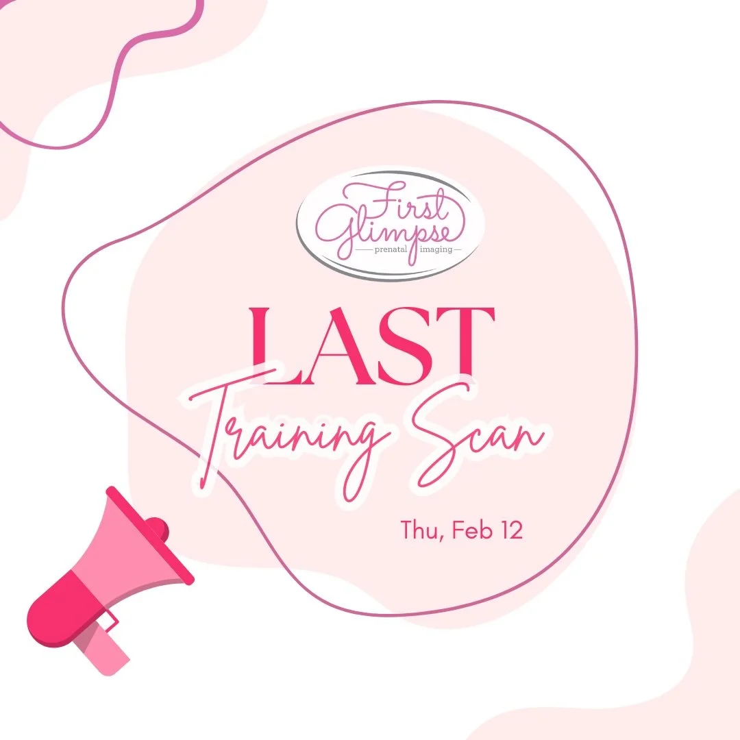 💕LAST DAY OF TRAINING SCANS💕

We&rsquo;re so excited to be adding a new member to our team! To welcome her to the First Glimpse family and help her get comfortable with our machine and facility, we&rsquo;re offering one last date of 𝗧𝗥𝗔𝗜𝗡𝗜𝗡?