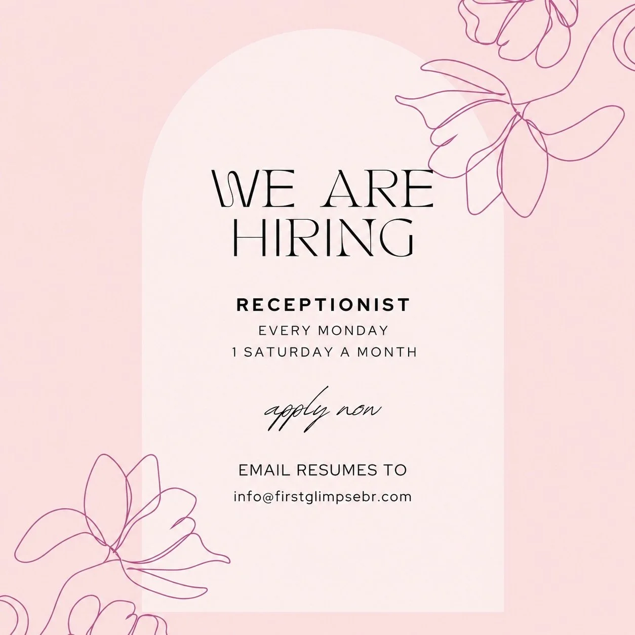 We have a part-time receptionist position currently open and we are seeking a perky, friendly, patient, and reliable candidate to fill the role. Our business is family-owned and operated, and we are looking for someone to join our little family team.