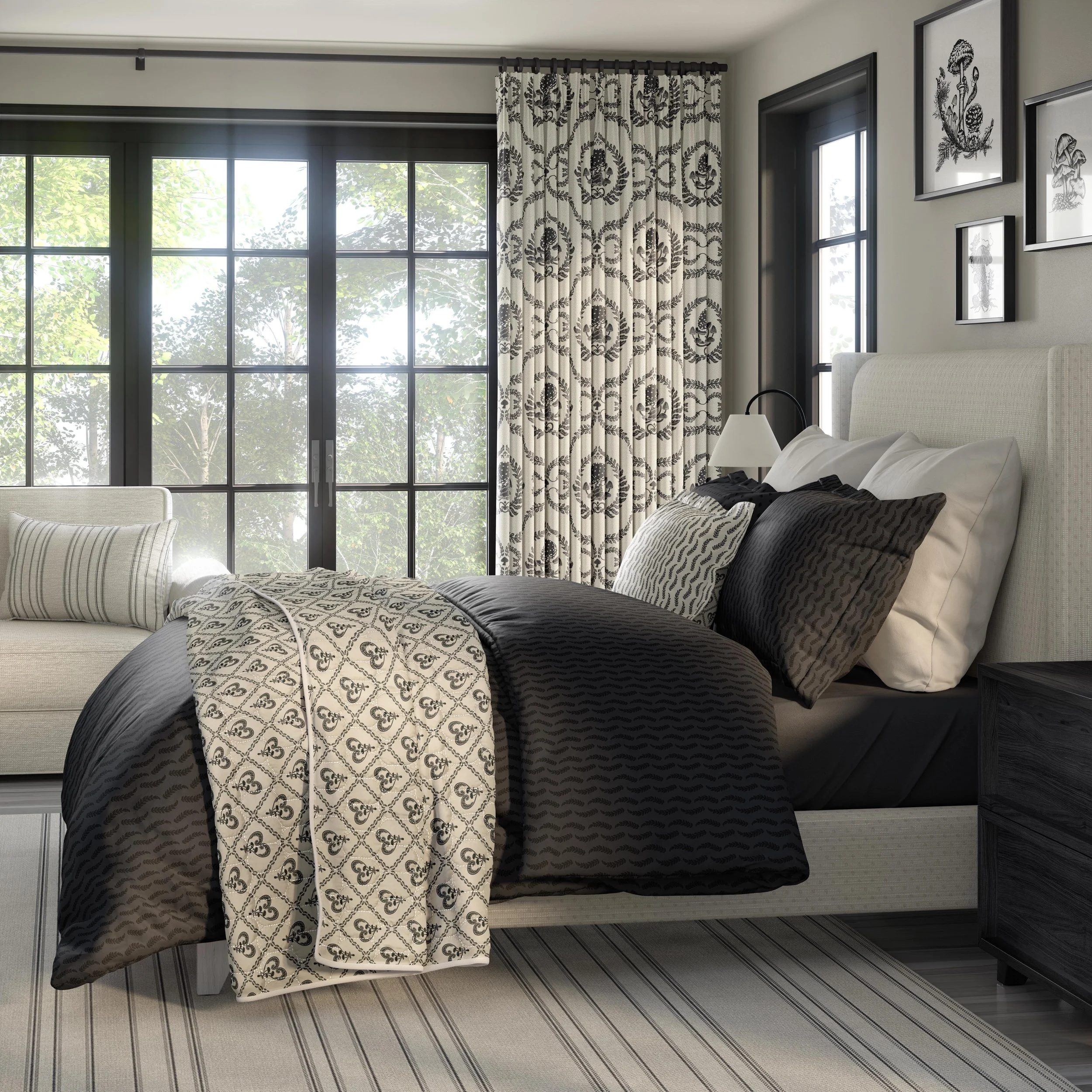 MushinRedwoods- Bedroom Bedding Mockup -BrettaButterfly -b:w.jpg