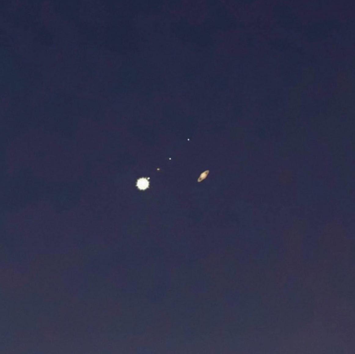 Jupiter, it&rsquo;s 4 moons and Saturn. Telescope image from Melbourne by Sajal Chakravorty 🪐