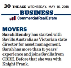 180516 - Sarah Hendry joining Savills.jpg