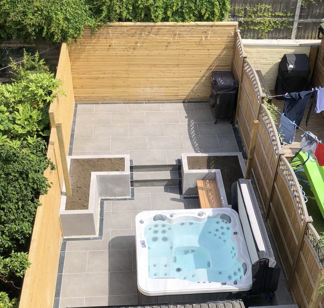 Porcelain Paving and Hot Tub 