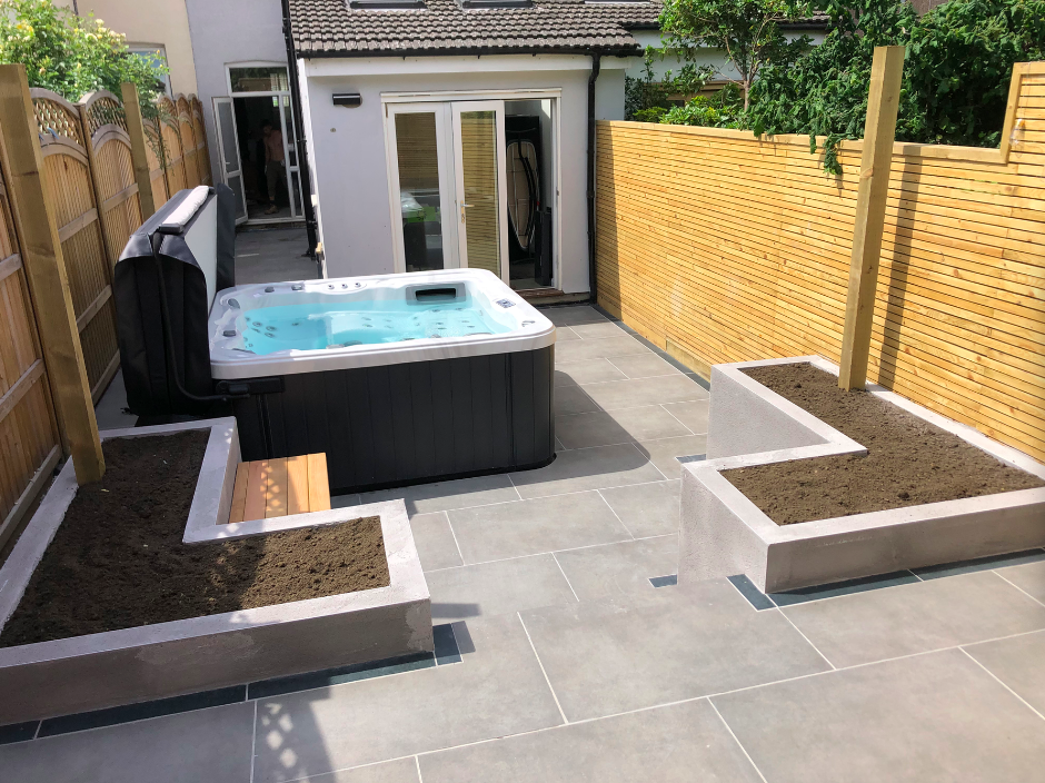 Porcelain Paving with Hot Tub 