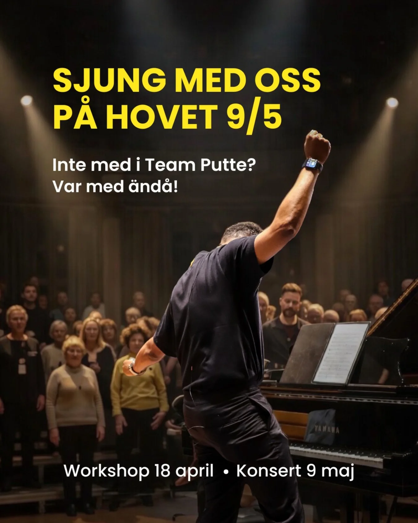 Fira 20 &aring;r av s&aring;nggl&auml;dje tillsammans med oss! 🎶

Det h&auml;r &auml;r f&ouml;r dig som f&ouml;r n&auml;rvarande inte sjunger i n&aring;gon av v&aring;ra k&ouml;rer men som &auml;nd&aring; vill vara med p&aring; scenen n&auml;r vi fi