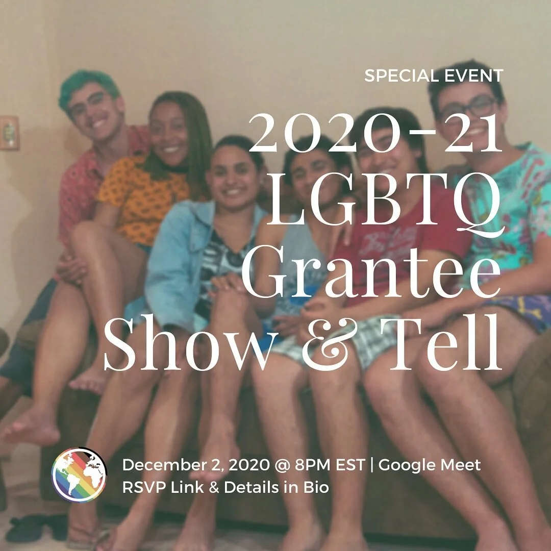 Are you currently on a Fulbright Grant? Has your grant been postponed, delayed, or cancelled because of the pandemic? Join us for our Show & Tell!
-This event is for current 2020-21 LGBTQ Fulbright grantees who have experienced delays in their F