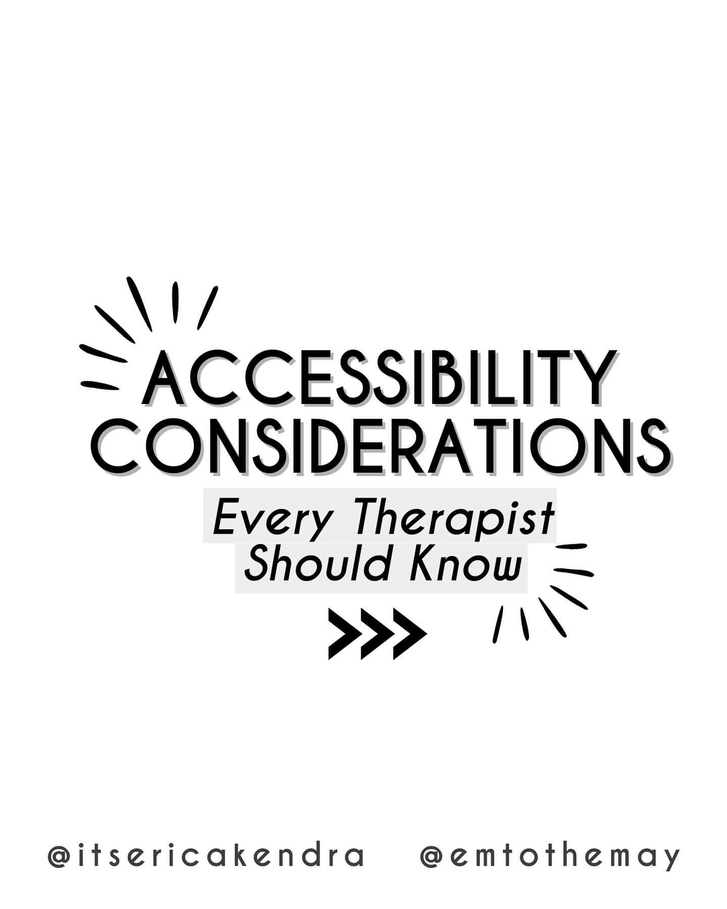 Here are some various thoughts we've had around rethinking accessibility... 

⚡Accessibility and equity are intrinsically connected...The fact of the matter is, without access there is no equity. Without equity, we will never be truly accessible. Yet