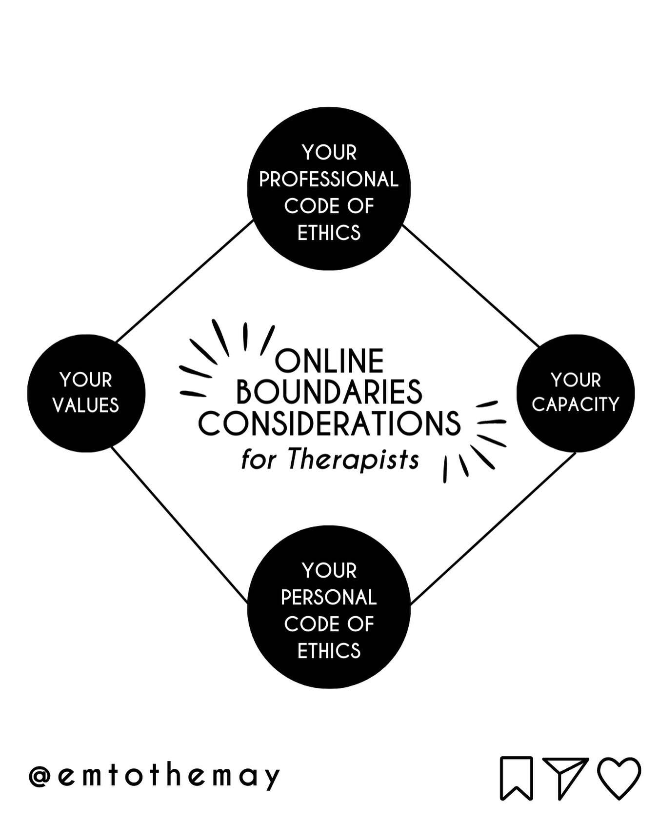 One of the first things I recommend for Therapists starting their journey on social media is that they develop their online boundaries. 

⚡What do you want showing up in this space to look like for you &amp; how will you work it into your current lif