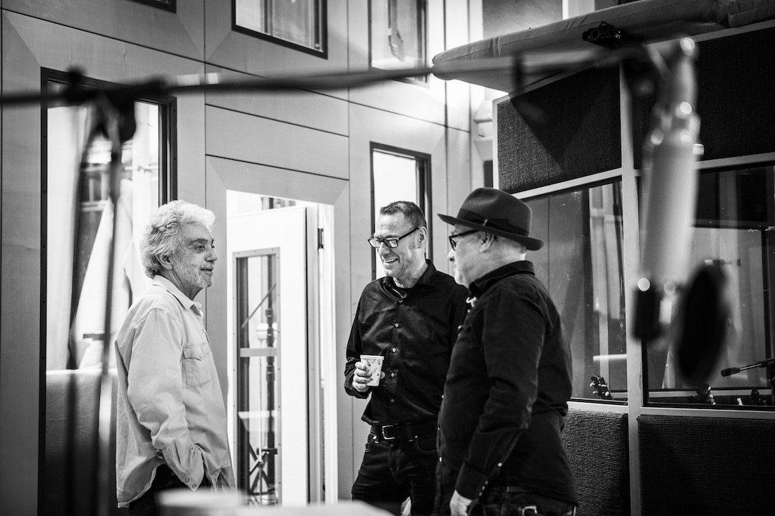Paul Carrack with drummer Steve Gadd and bassist Jeremy Meek at Air Studios