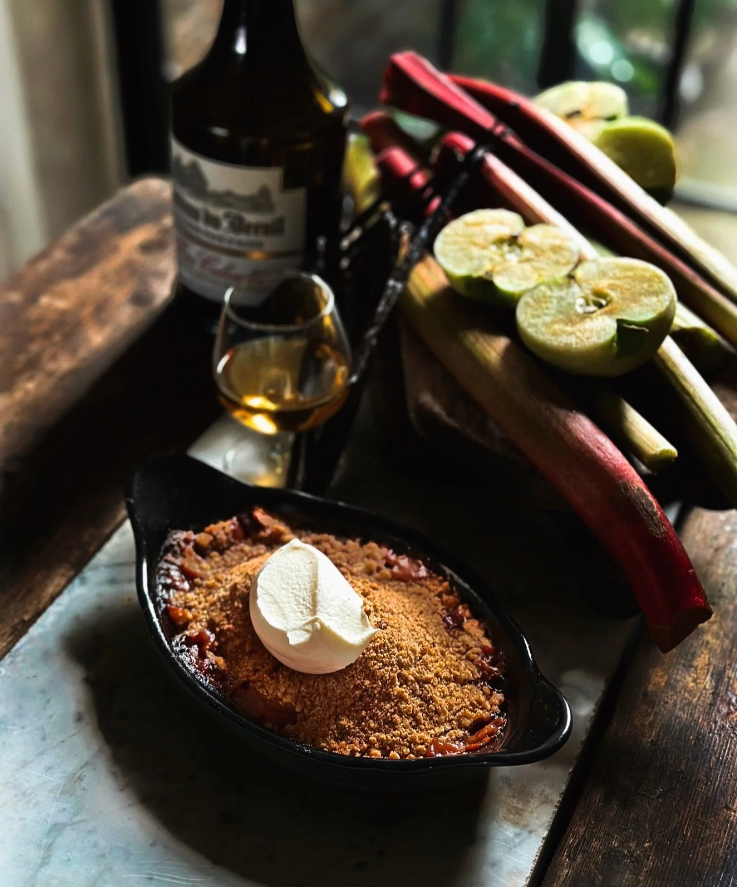 Special for Mother&rsquo;s Day Weekend &mdash; Rhubarb Crumble 
⠀⠀⠀⠀⠀⠀⠀⠀⠀
Sweet, Calvados-infused, caramelised rhubarb, topped with buttery homemade crumble &amp; finished with vanilla cr&egrave;me fra&icirc;che.
⠀⠀⠀⠀⠀⠀⠀⠀⠀
We&rsquo;ll be open for lun