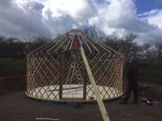 The yurt still taking shape