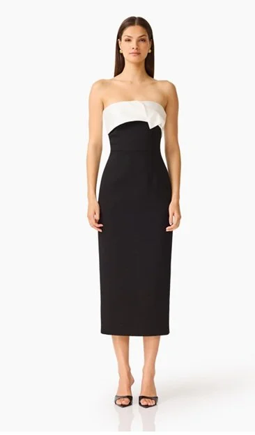 ELYSIA SATIN CONTRAST MIDI DRESS IN BLACK WHITE  front.jpg