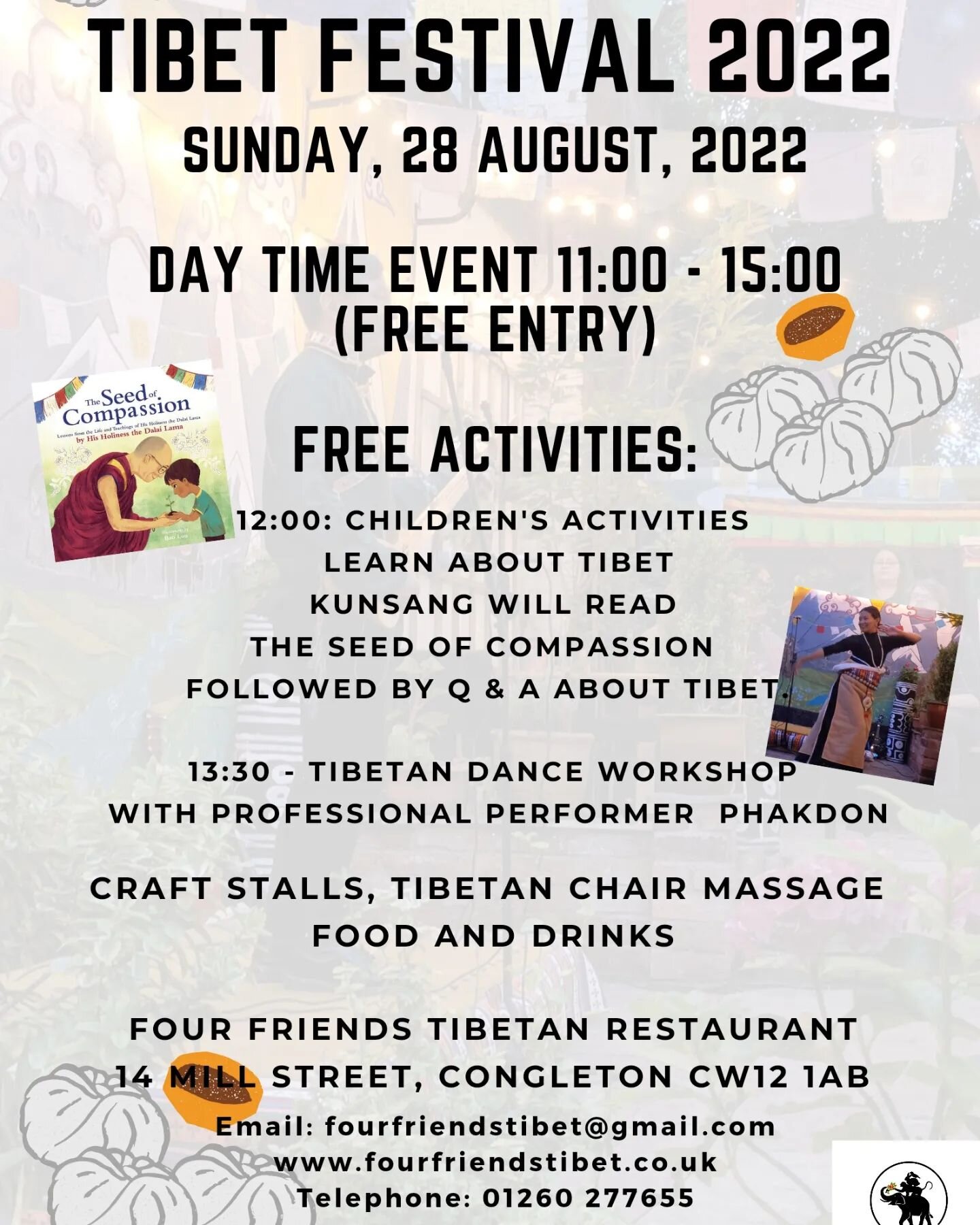 Come have some food and relax with a Tibetan chair massage.