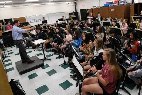 Students practice in the band at Parkside High School in Salisbury on Tuesday, April 9, 2019. (Photo: Jenna Miller)
