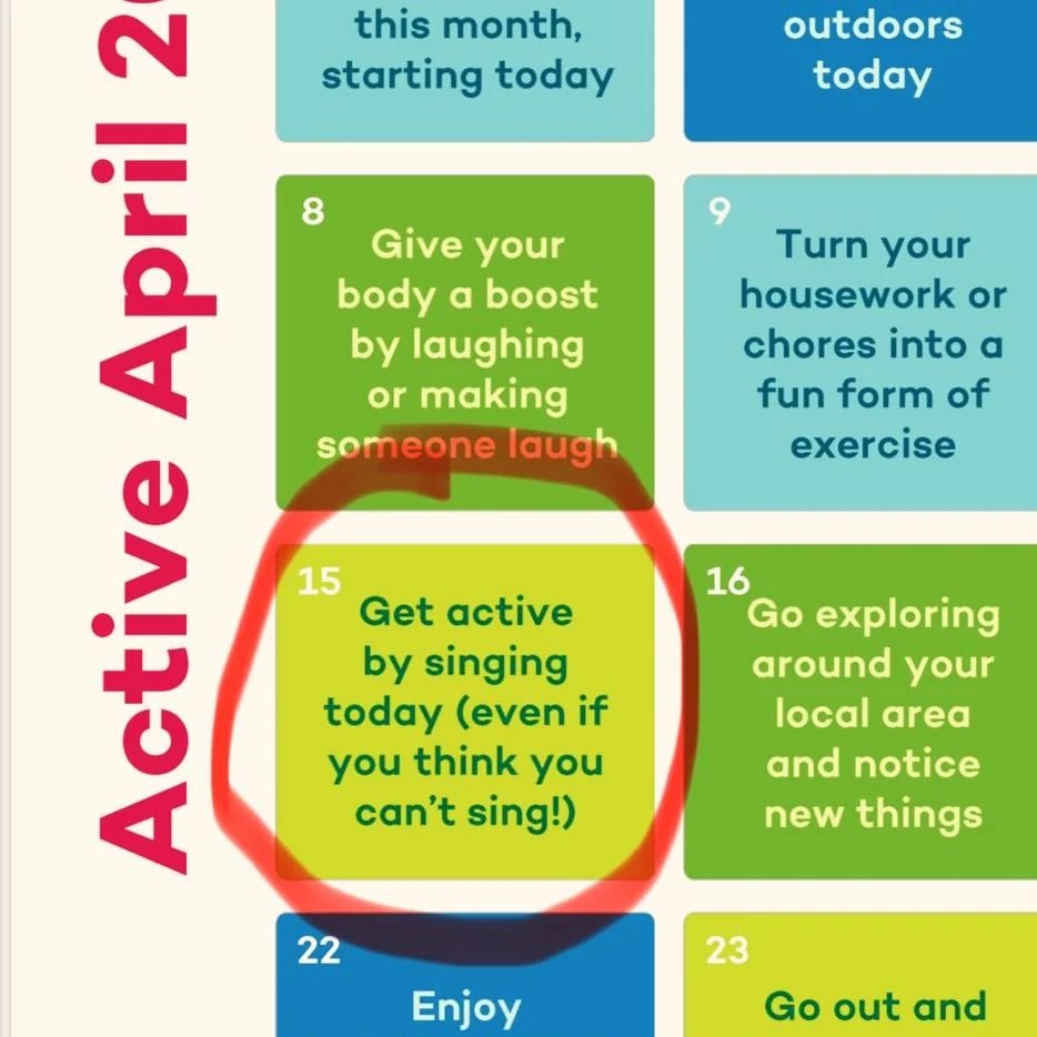 Look at the 'Action for Happiness' calendar today! Our new Harmonessence term starts TODAY! It's a sign!! Can't wait to sing with you all again!

Want to sing with us? Sign up for a FREE taster! www.harmonessence.co.uk